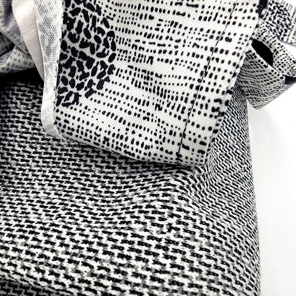 Vintage 80s 90s Black & Gray  Polka Dot Dress With Bow Collar & Elastic Waist - Picture 11 of 13